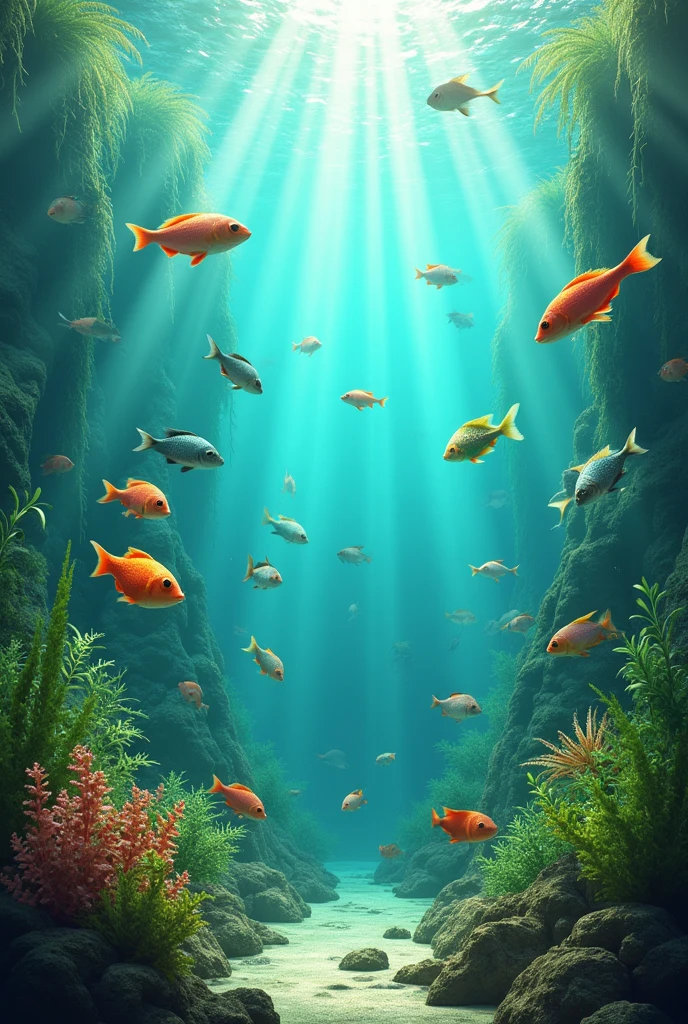 Image showing fish eating plants and algae