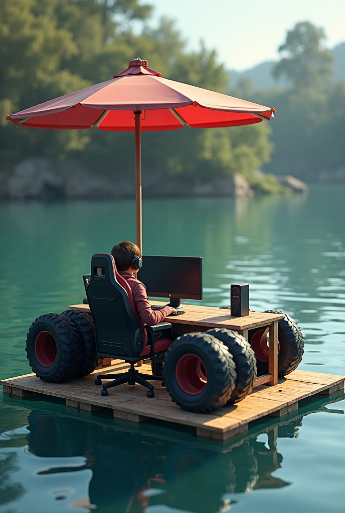 Ham ek nadi ya talab me gaming pc set up banayege jis me sara gaming setup ho or us 
per game khel sake. Is setup me ham free fire kelenge, gaming set up kaise banega ? 
Gaming setup banane ke liye sabse ham ek ply board ki jarurat hai. Or kuchh tractor ke 
bade size ke tube is prakaar ply board se ham neeche ka bece bana lenge jis par 
hamari gaming chair rakh sake or ab bari hai ek table ki jis par hamara monitor rakha 
jayega ab sara kaam lag bhag ho chuka hai bass ek chiz ki kami hai or vo hai ek chhat 
or ham chhat banayege bade size ke umbrella ki jase goa me hoti hai or hamara setup 
game khelne ke liye tyar hai 