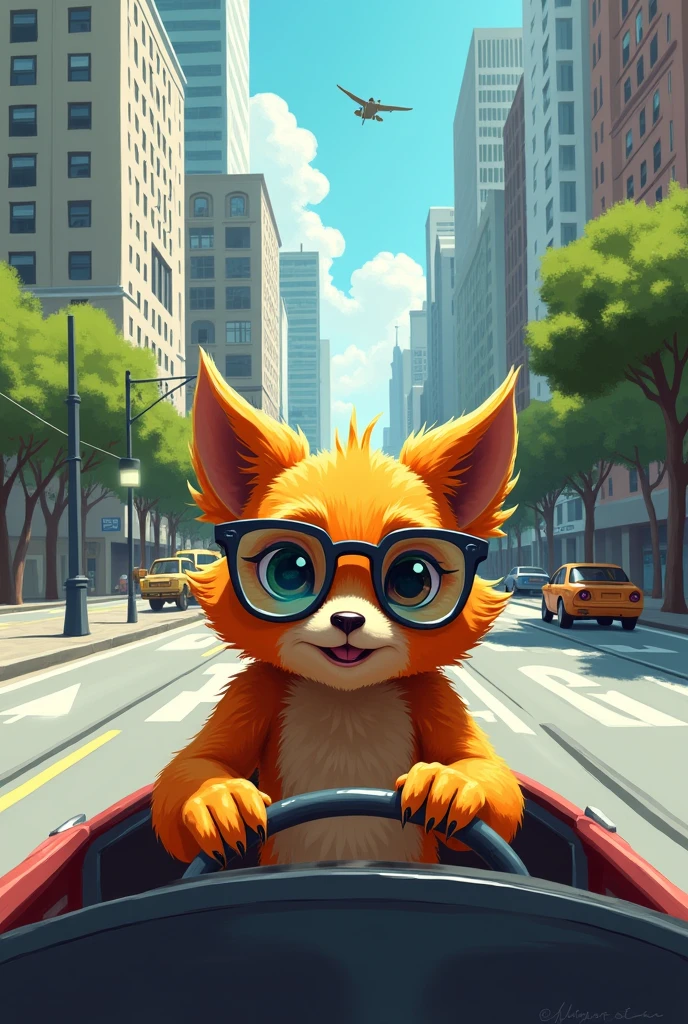 A xuxu with glasses driving on Paulista Avenue
