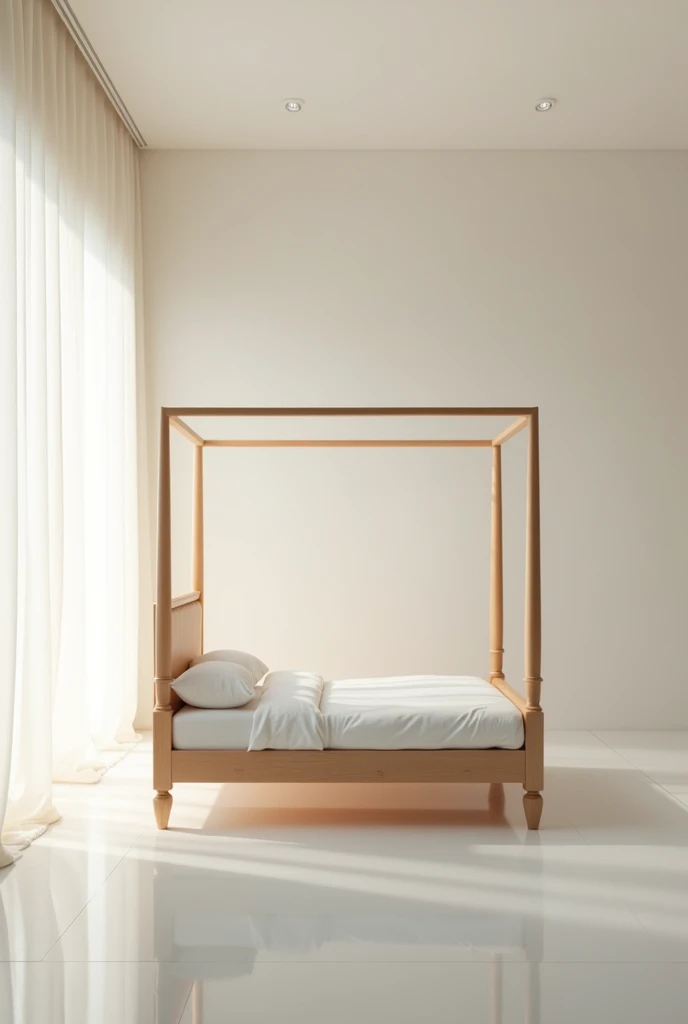A bed in the middle of the room, don't lean against the wall