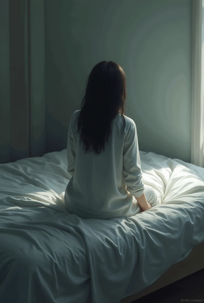 sitting on the bed