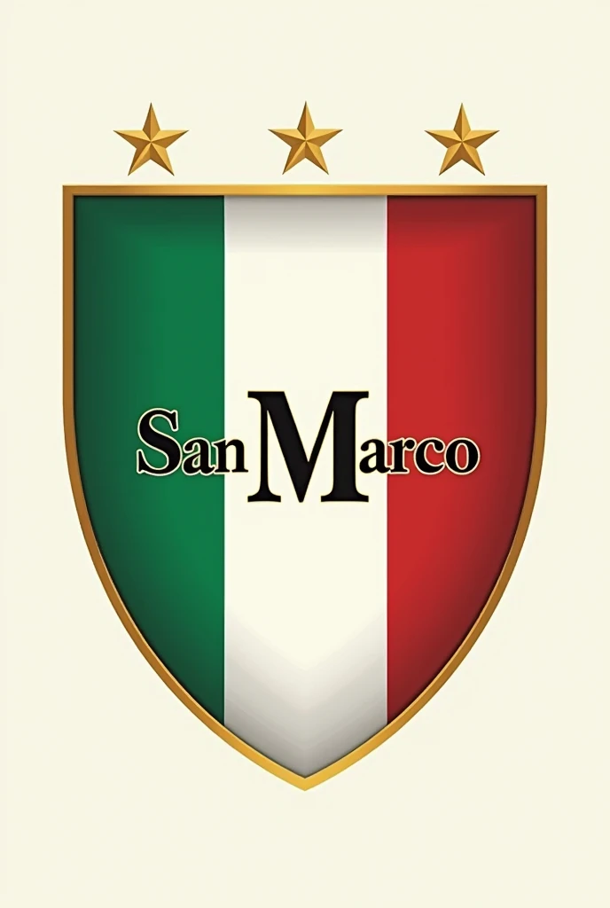 Create a football club crest from the Italian flag with the letters San Marco in the middle of the crest 