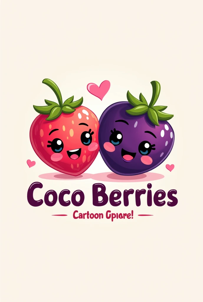Generate logo of coco berries which is a cartoon channel with text and in high quality 