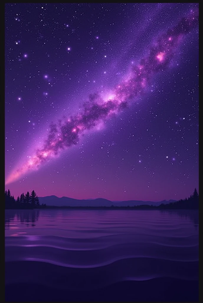 This image is、Purple night sky with stars々It depicts a beautiful landscape dotted with。A pale purple aurora-like light spread across the sky.、The stars are shining brightly。Below, the calm waters spread out、You can see the reflection of the stars。The overall scene has a fantastical and mysterious atmosphere.。
This image depicts a beautiful landscape with a purple night sky filled with scattered stars. A faint purple light, resembling an aurora, spreads across the sky, and the stars twinkle brightly. Below, a calm body of water extends, reflecting the starlight. The overall scene has a fantastical and mysterious atmosphere.
