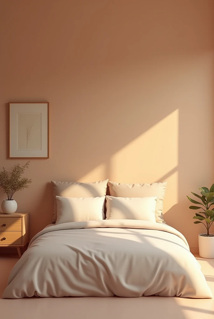 Shows an image of a bed placed against a wall, create a sense of security.