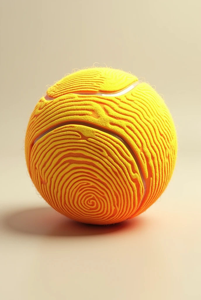 Tennis ball in orange and yellow colors, as if it were a fingerprint