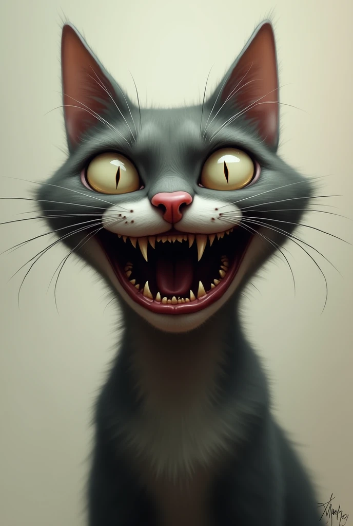 A very smiling but scary cat