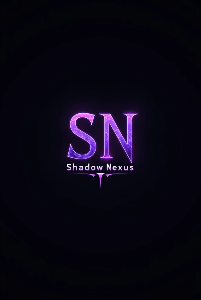 Make a clan logo with the name SN and below the SN name it Shadow Nexus. Also add a purple line around the name with a black background.