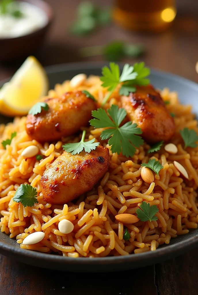 Create a poster with image of chicken biriyani.
And leave space for write