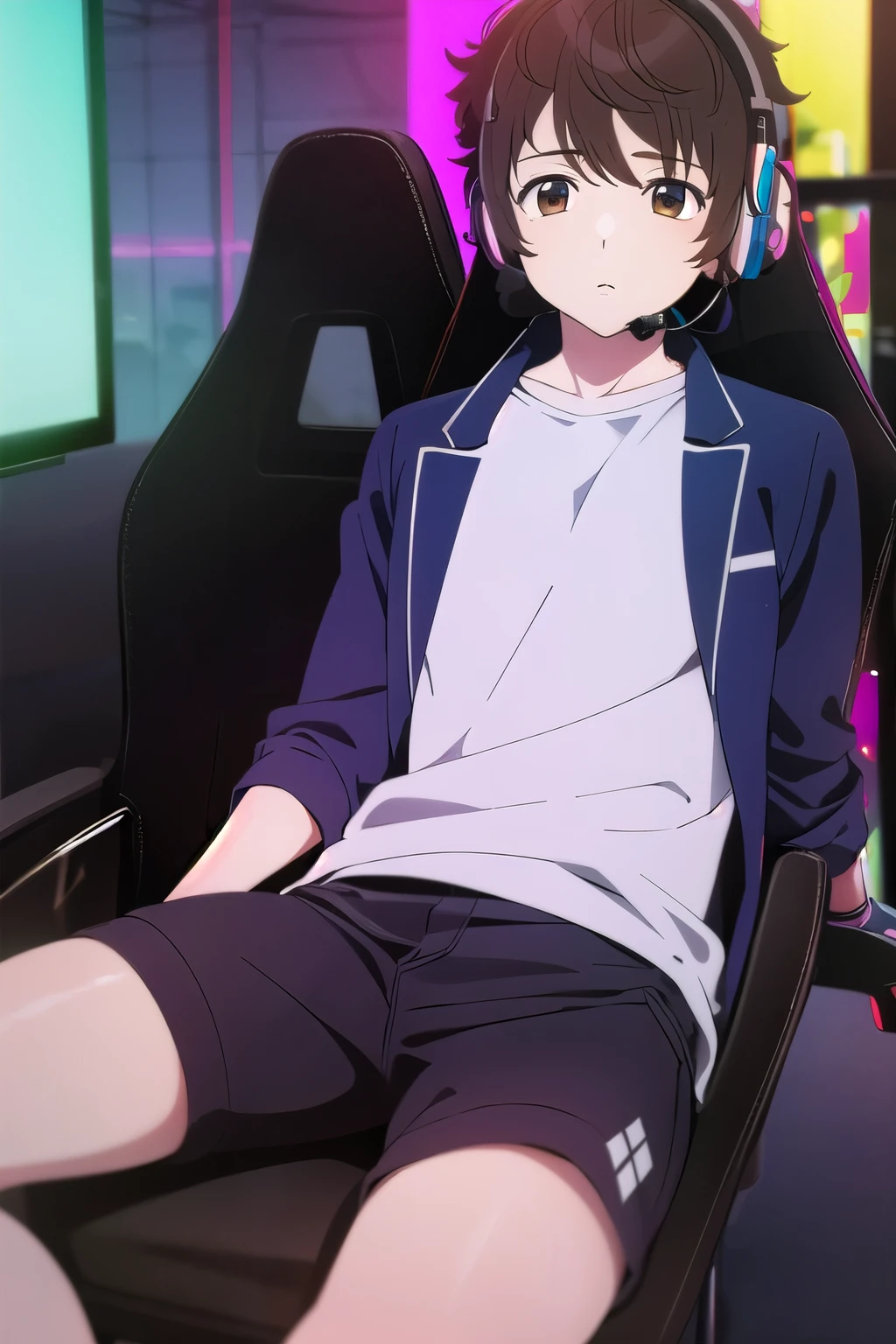photorealistic, (4k), depth of field, (Masterpiece), (realistic skin texture), extremely detailed, intricate, hyper detailed, high resolution, professional photography, , depth of field, sharp detail, best quality, , 1boy, solo, male focus, shun_tokinoya, brown hair, brown eyes, , bangs, , , Fiesta, HD, Con Auriculares, sudadera, cuerpo completo, pantalon negro, tenis converse, Dj, Fiesta de Electronica. De la cabeza hasta los pies.