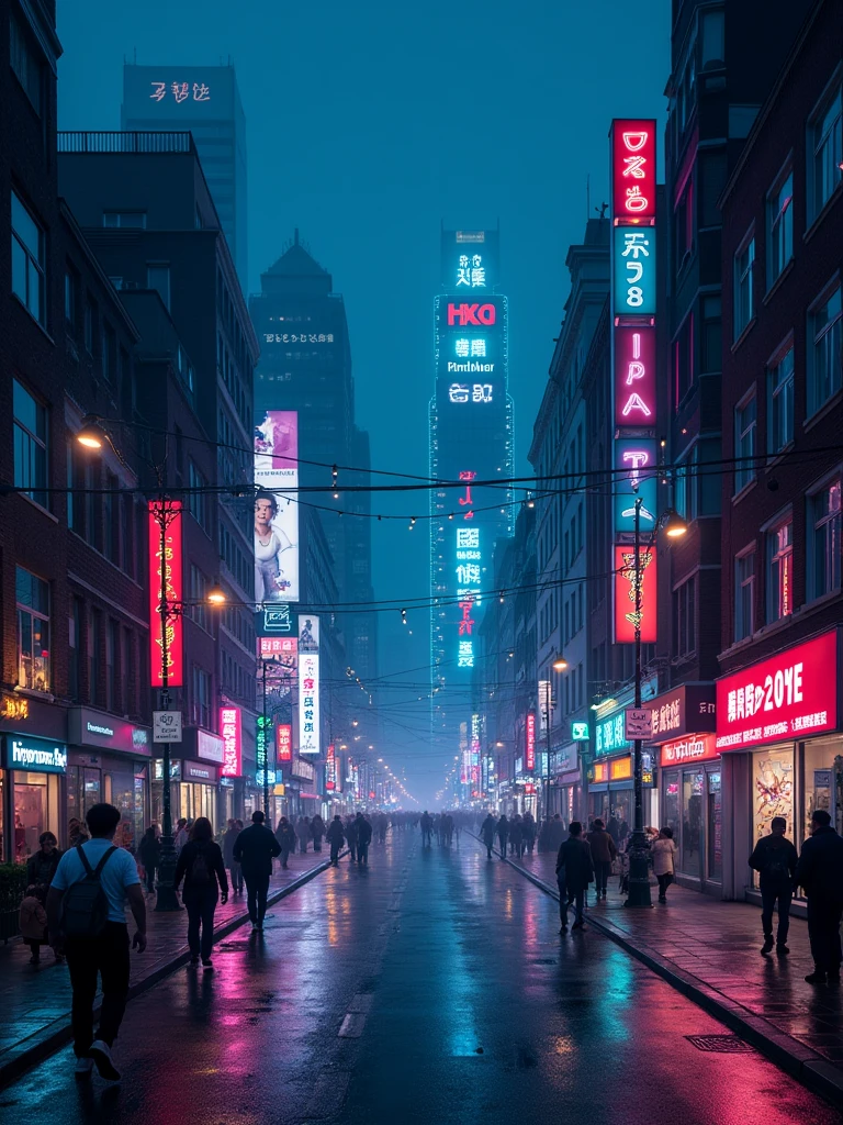 city neon night city landscape without people street 