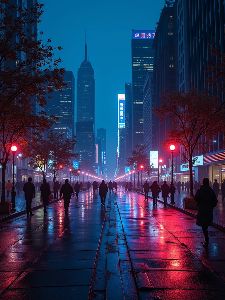 city neon night city landscape without people street 