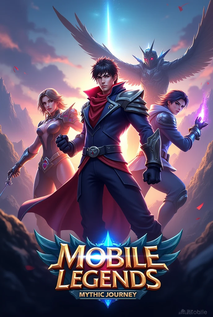 **AI-Generated Banner for Gaming Channel**
Create a stunning and professional banner for my Mobile Legends gaming channel. The banner should be sleek and modern, featuring high-quality graphics with a minimalist design. It should include the channel name 'Sifat's Mythic Journey' along with a catchy tagline. Incorporate relevant visuals such as Mobile Legends heroes or battle scenes. The color scheme should align with the Mobile Legends theme, using bold and eye-catching colors. Ensure the text is clear and readable, with balanced spacing and alignment. The banner size should be 2560 x 1440 pixels, optimized for all devices.
