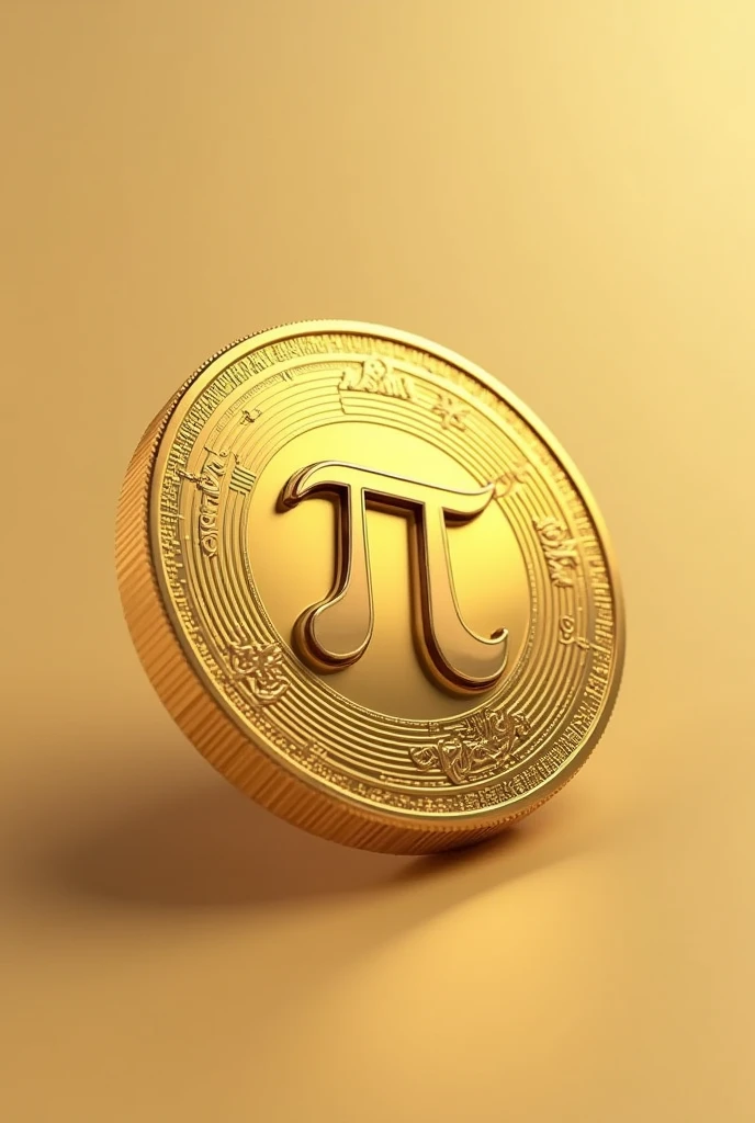 Gold coin with the letter Pi in the middle of the coin