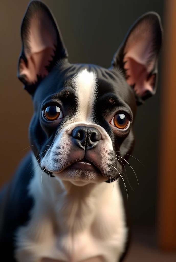 bostonterrier, realistic,detailed fur texture, beautiful eyes, adorable facial expression, natural lighting, photorealistic, high quality, detailed background, intricate details, 8K, masterpiece, cinematic lighting, vibrant colors, depth of field, professional photography