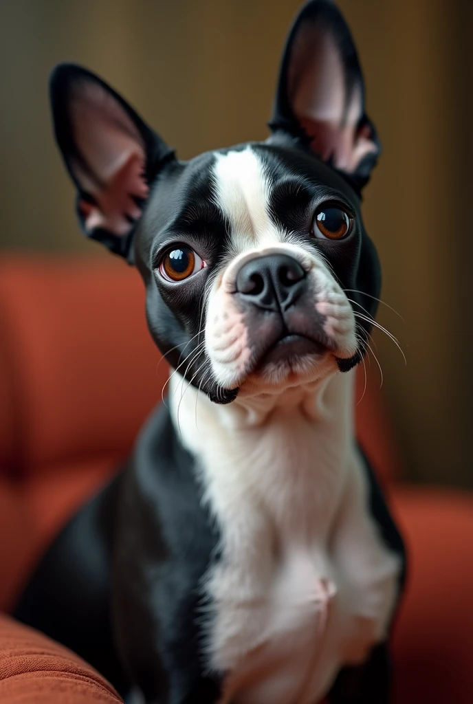 bostonterrier, realistic,detailed fur texture, beautiful eyes, adorable facial expression, natural lighting, photorealistic, high quality, detailed background, intricate details, 8K, masterpiece, cinematic lighting, vibrant colors, depth of field, professional photography
