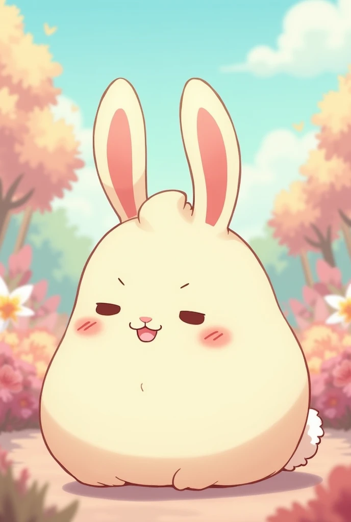 An anime with small bunny ears and a mochi-shaped body.