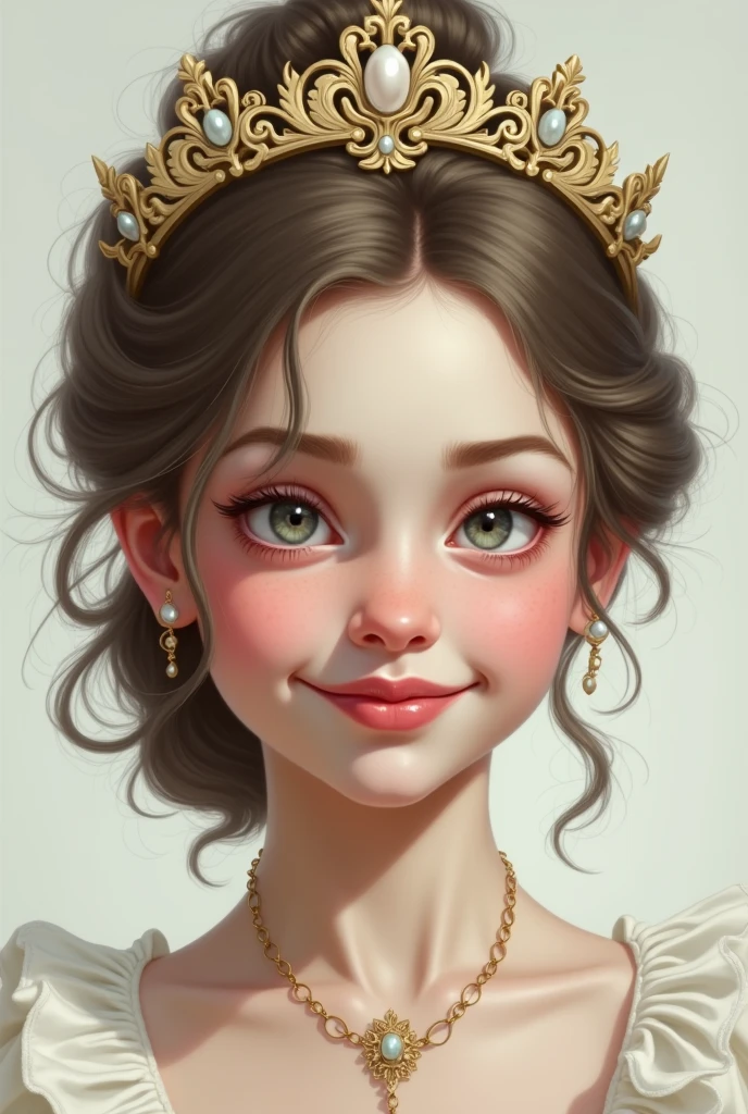 A cute duchess with half her face angry and happy without fire