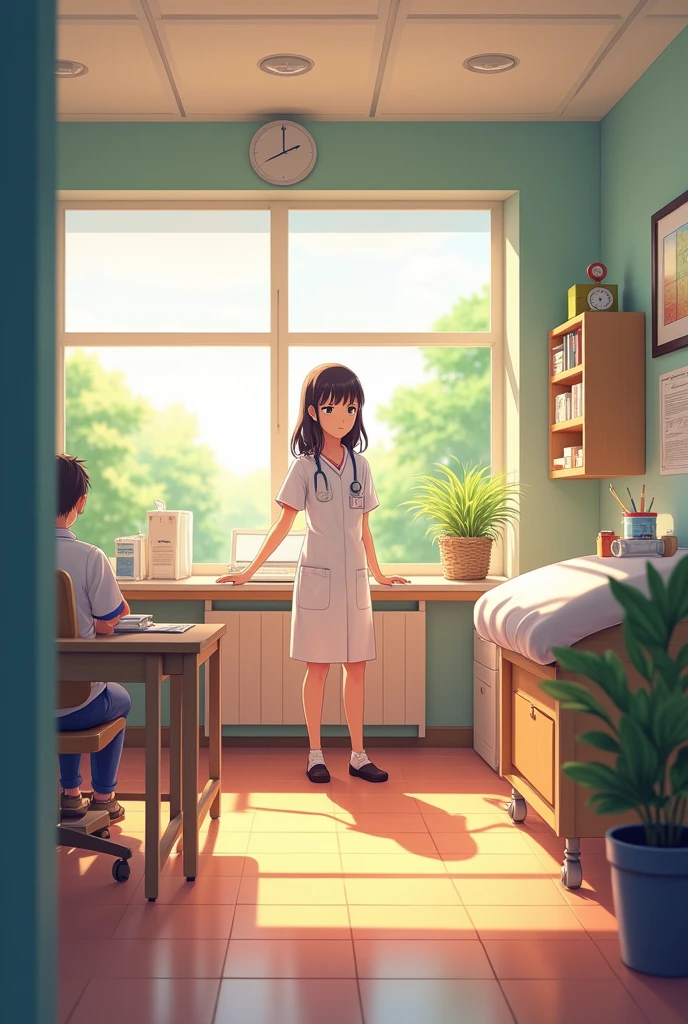 school nurse room. anime art
