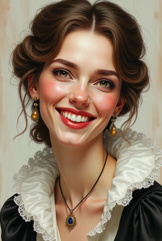 A cute duchess with half of her face angry and happy without fire With pepper