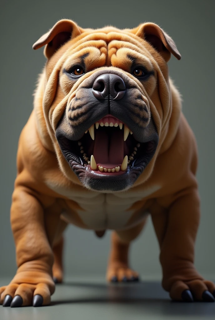 (photorealism:1.2), agressif shar pei dog showing teeth 