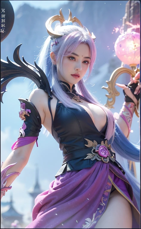a close up of a 4 girls ,pink hair , big booobs , shadowbringers cinematic, 4 k detail fantasy, a beautiful fantasy empress, game cg, xianxia fantasy, xianxia hero, 2. 5 d cgi anime fantasy artwork, cinematic goddess close shot, ruan jia and artgerm, wow 4 k detail fantasy, hyperdetailed fantasy character