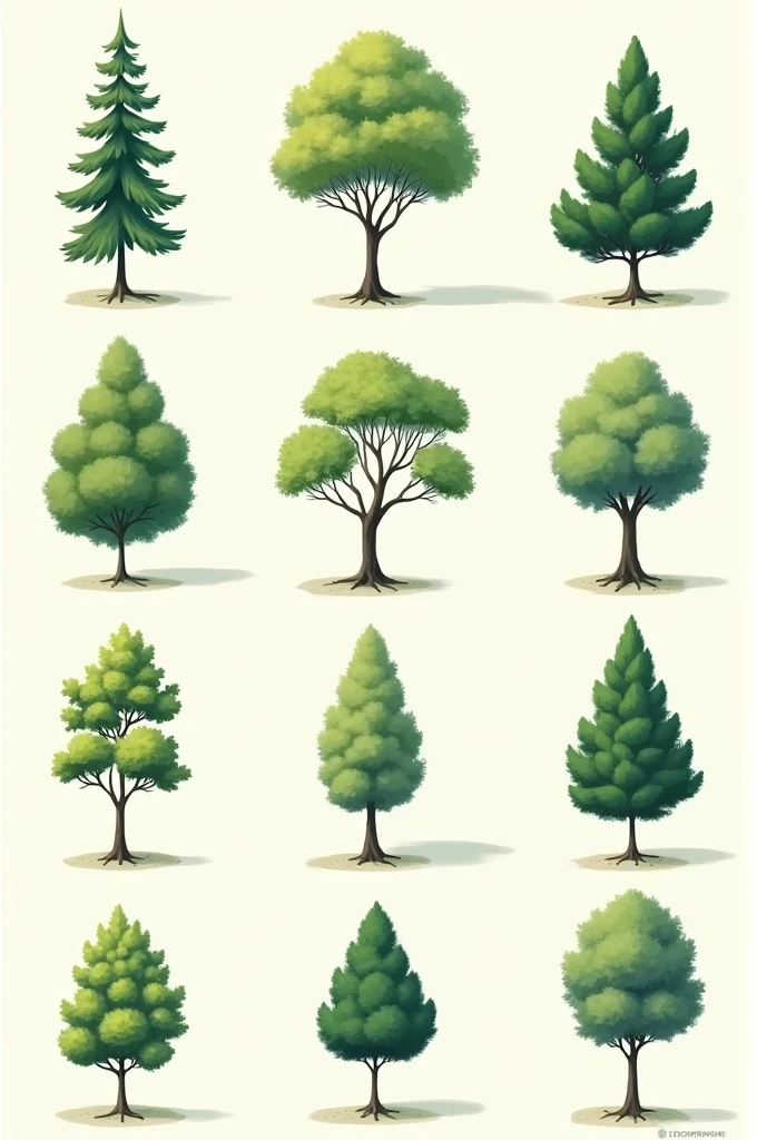 Illustration for different type of trees top view