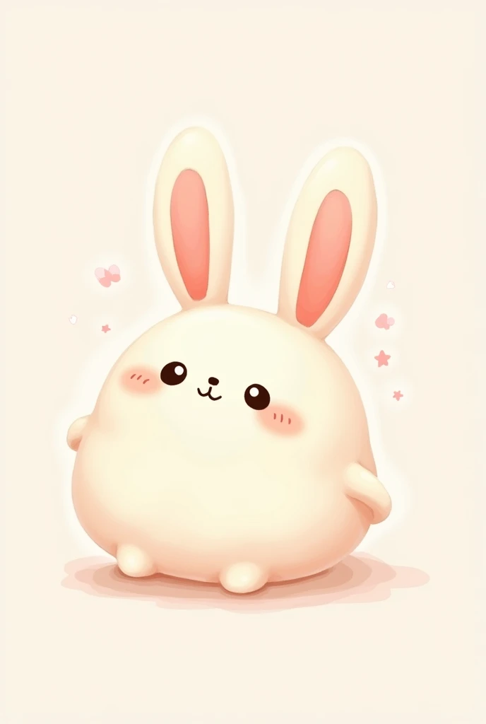 Draw a character as a mochi with small rabbit ears.