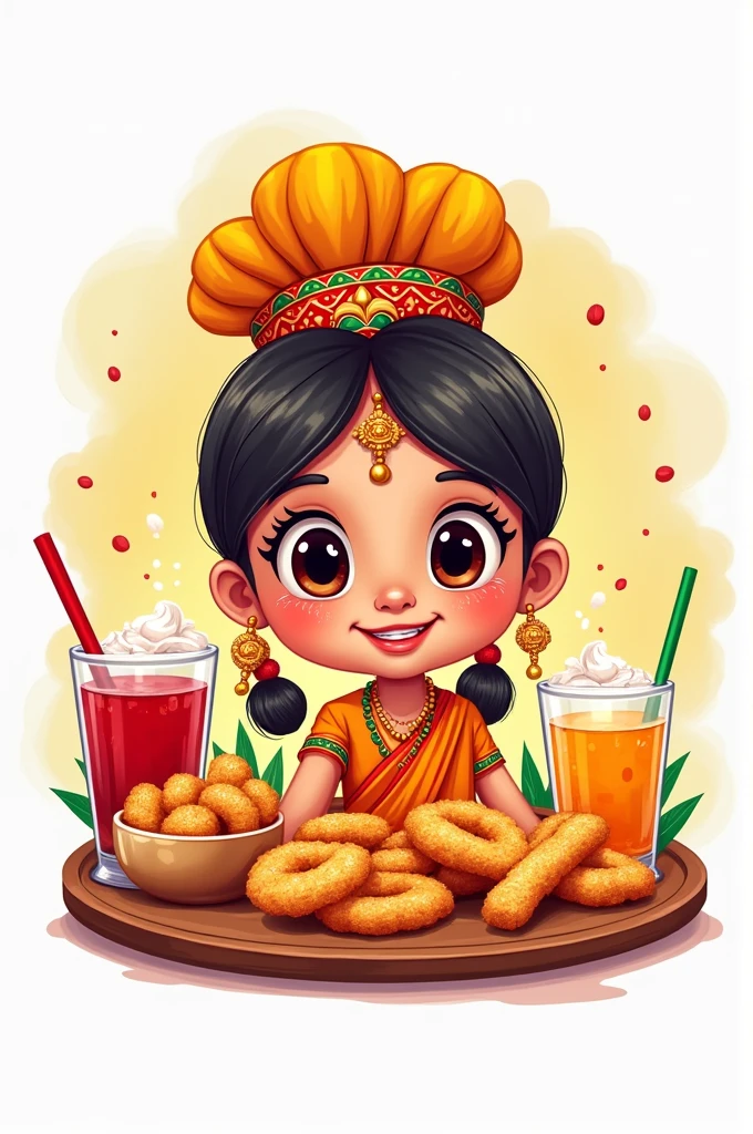 Cold drinks and fried shop cute indian chef Girl logo name is UTTARA shop name is UTTARA