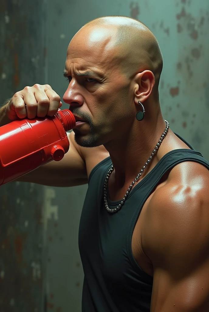 vin diesel drinking a red gas can