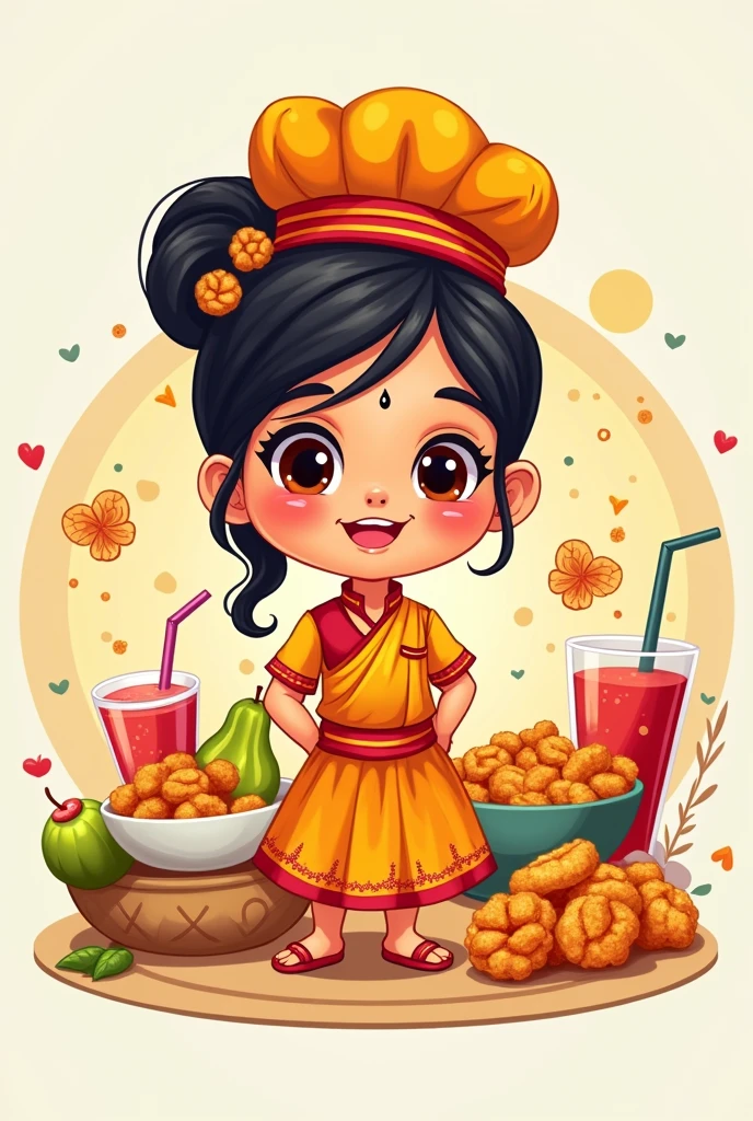 Cold drinks and fried shop cute indian chef Girl logo name is UTTARA shop name is UTTARA