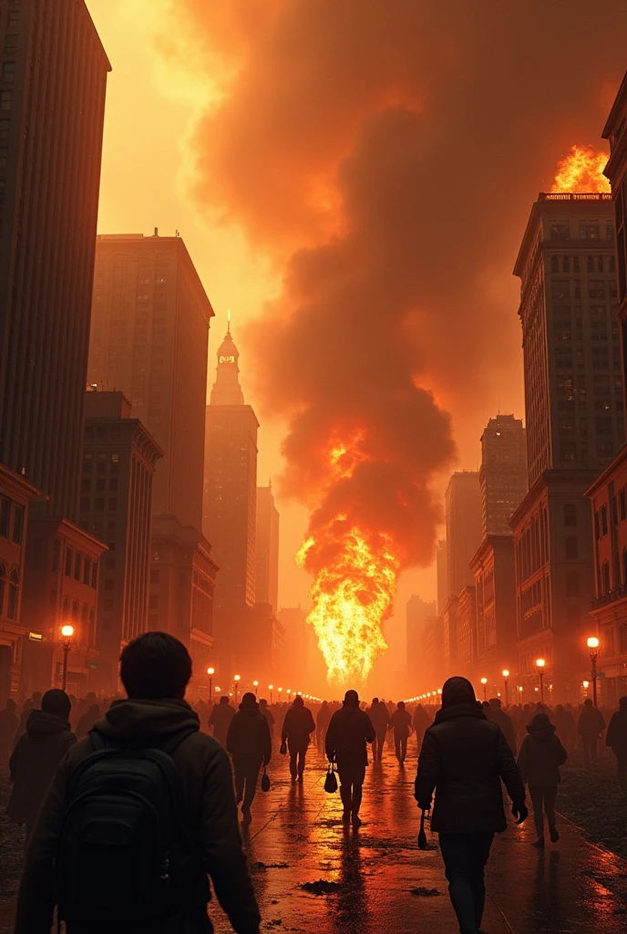 city on fire, scenario for a game