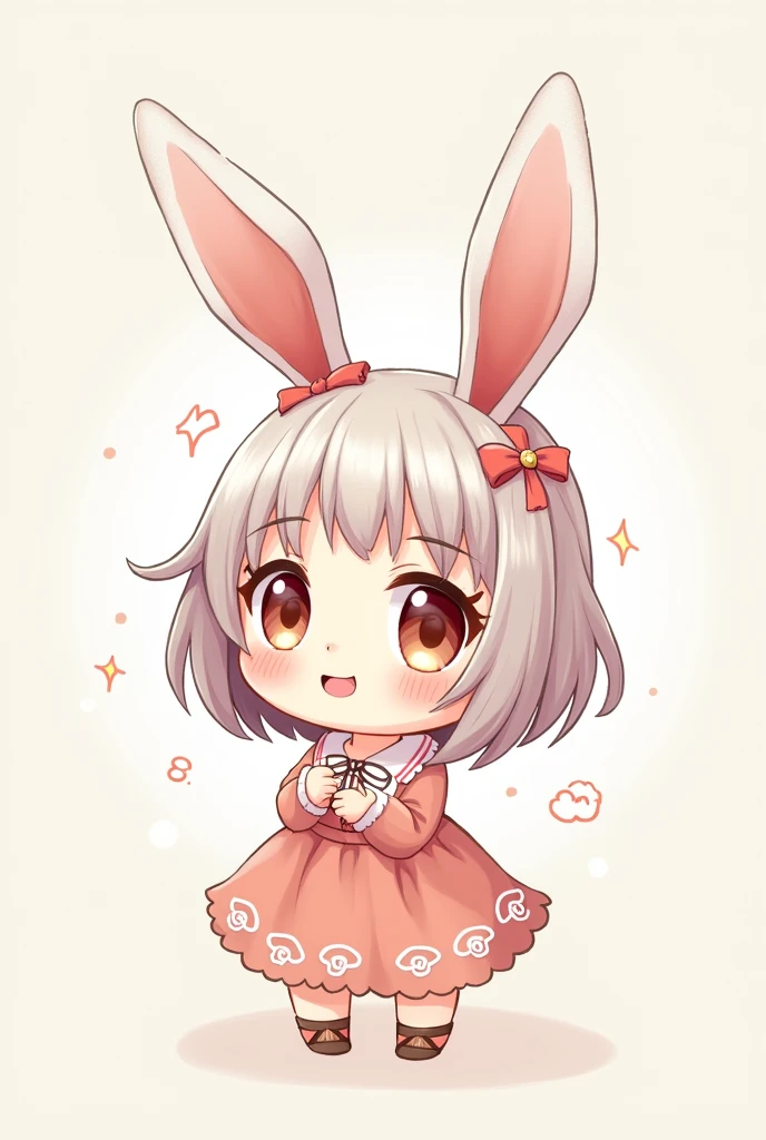 Draw a small anime character with bunny ears.