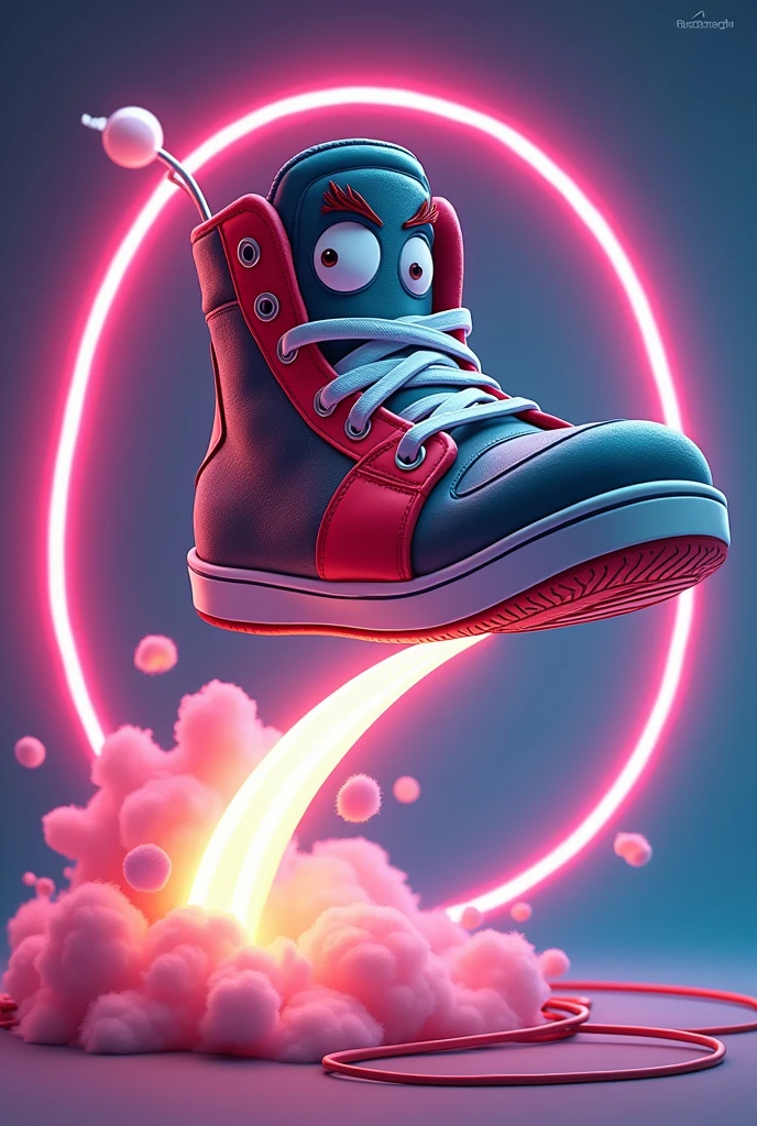 Shoe with lighting sigh fly cartoon
