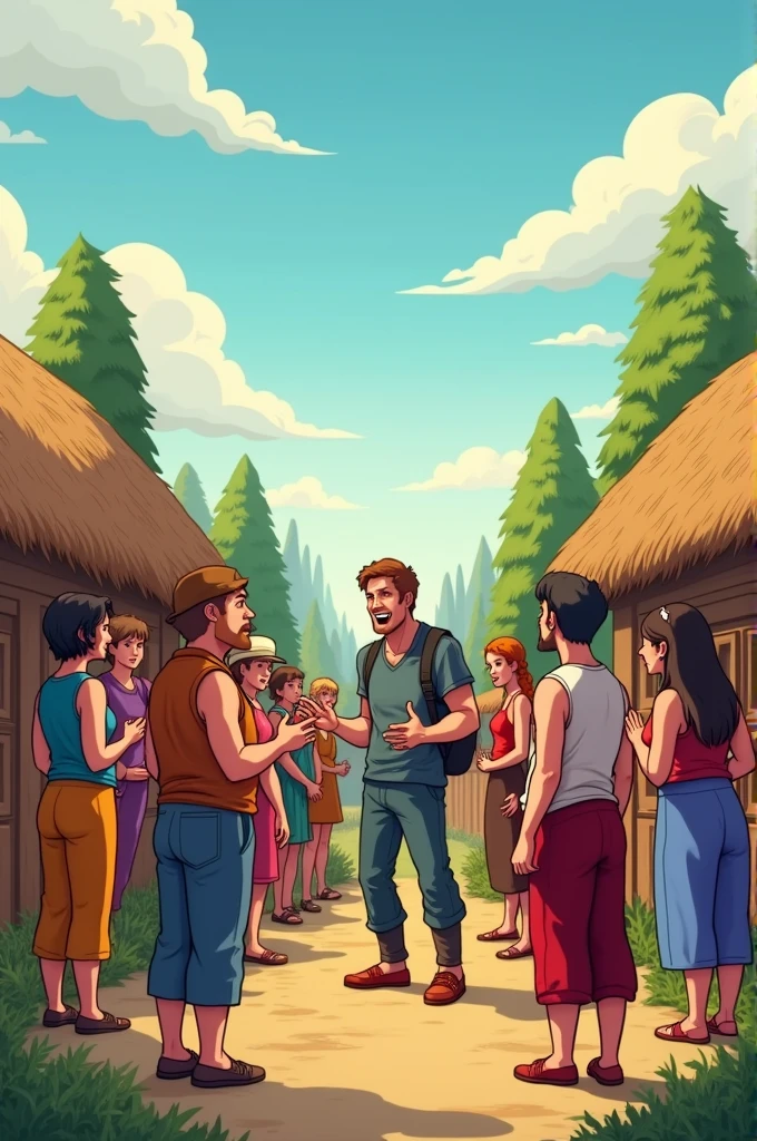 cartoon of village people arguing