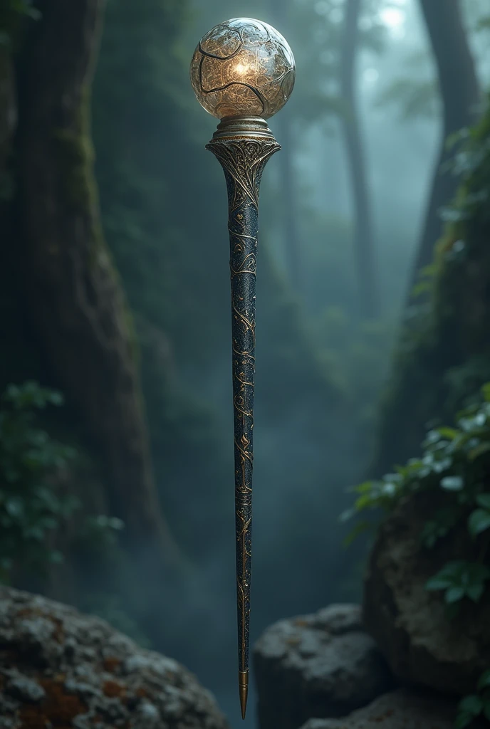 Silver and black wand with beautiful design
