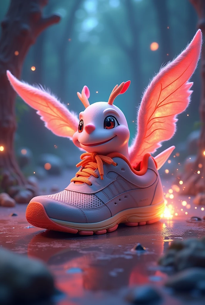 Shoe with lighting sigh fly cartoon wings