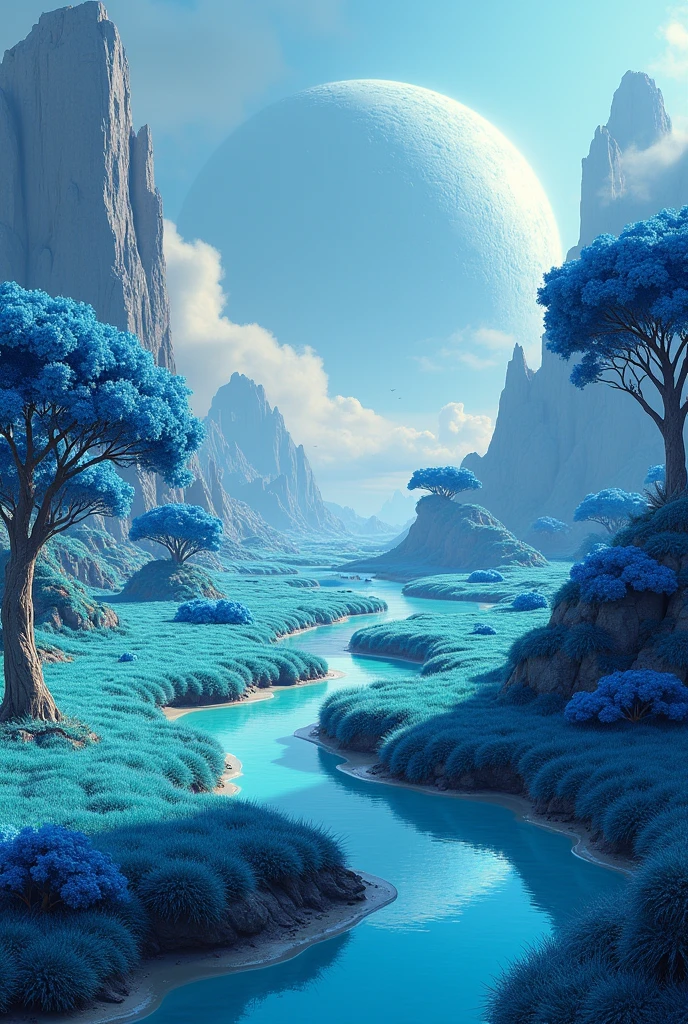 Make a planet where the straw is blue and the water is green (The trees are also blue*