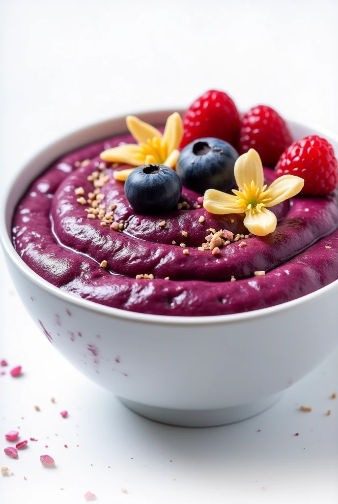 white bowl with acai on a transparent background