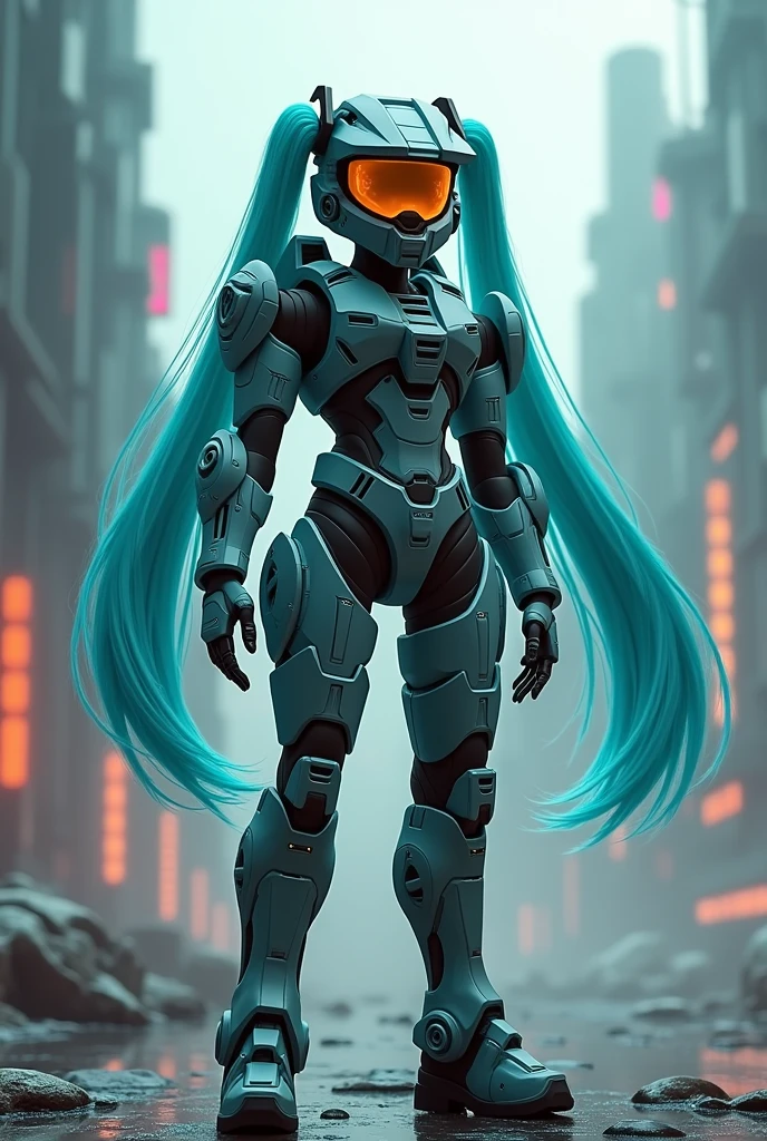 Hatsune Miku as Master Chief.