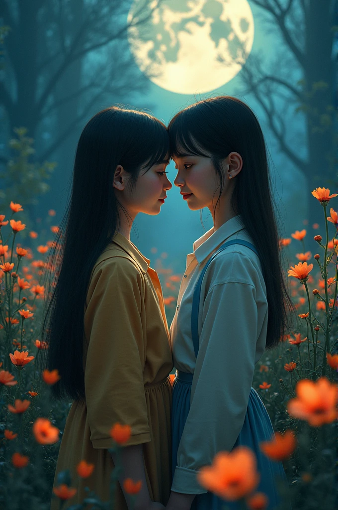 Girls Beautiful The Flower Black Sad Happy In To Night