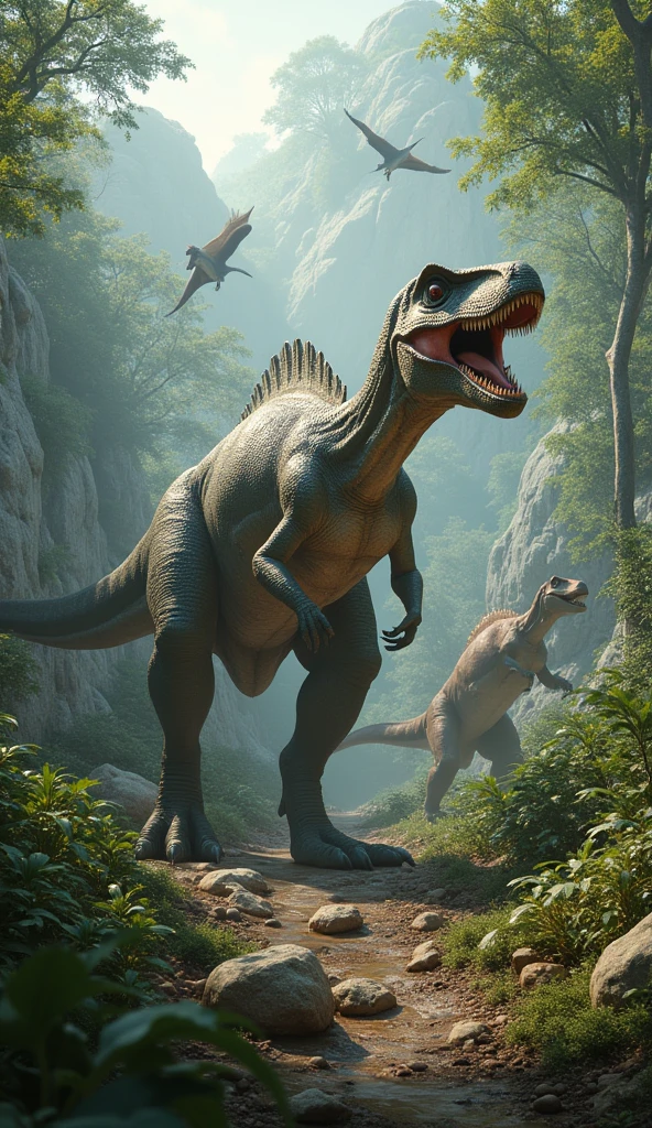 gernate a picture of dianasours now they don't exit in world