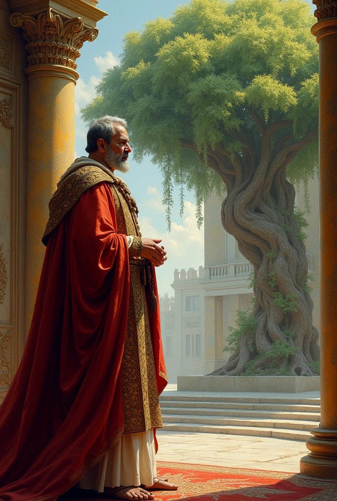 Astyages, the king of Medes, sees that the vine of Asia has a canopy