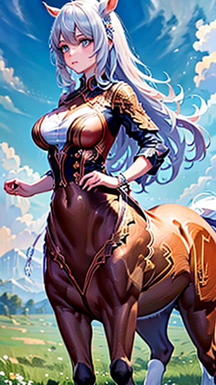 Centaur, female centaur, centaur running on the plains