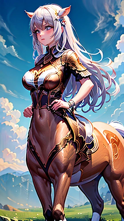 Centaur, female centaur, centaur running on the plains