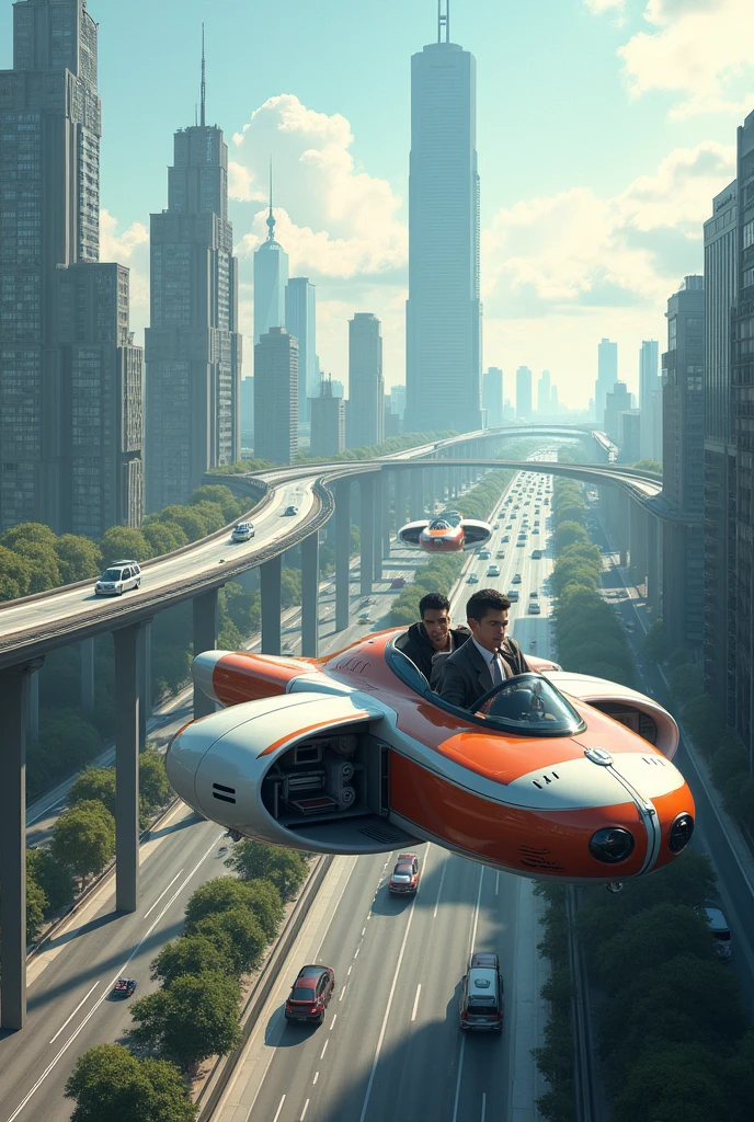 make an image of what it would be like if the world already had flying cars