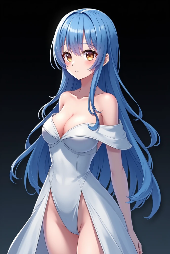 
anime, masterpiece, UHD, correct anatomy, detailed skin, detailed pupils, detailed hair, correct hair, full body, full body vtuber, standing pose, dynamic pose, black background, blue hair, long hair, light brown eyes, beautiful, full body white dress, character sheet, design sheet, vtuber design, design sheet, design concept, reference sheet, full body