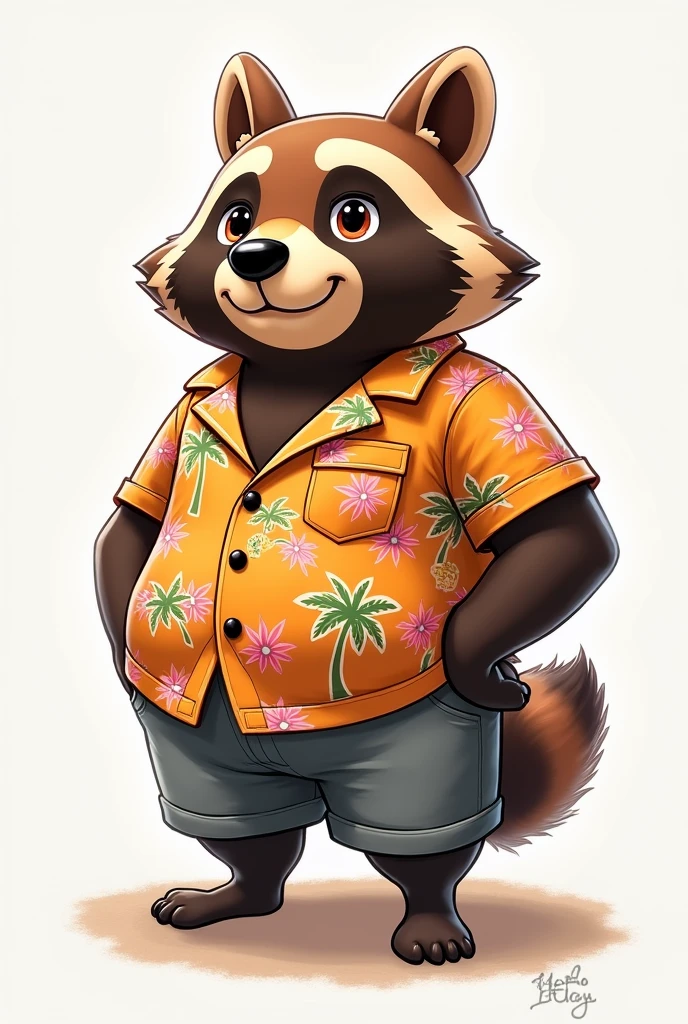 ((Highest quality)), ((masterpiece)), Tom Nookがアロハを着てグレーの半ズボンを着ている, (muscular), 