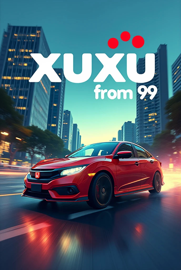 Logo with name "xuxu from 99" acrescentar um carro dirigindo na av paulista bem rápido 

Escrever em português xuxu from 99 deixar mais brasileiro carro civic
