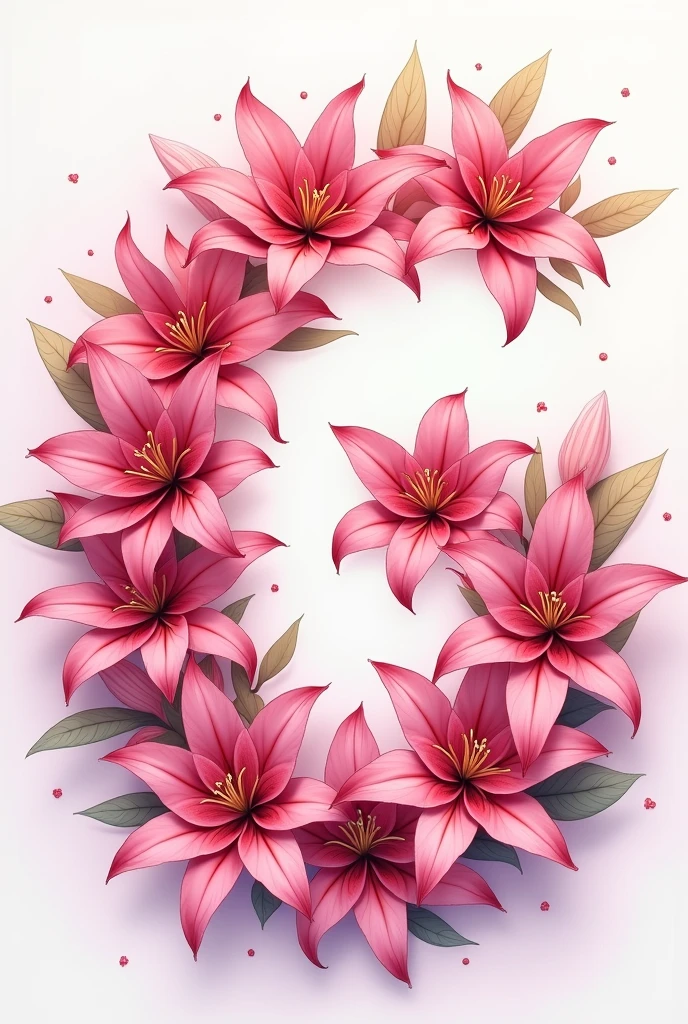 Make a capital letter G with pink lily flowers